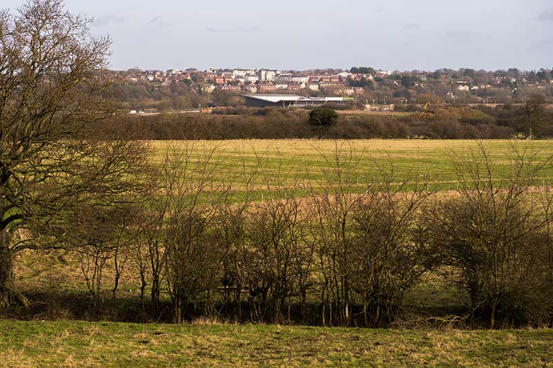 View of fields from Southleaze bridge
